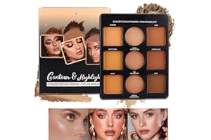 Katiluxiya 9 Colors Contour Highlight Kit, Contour Palette Medium to Dark, Makeup Contour Powder, Highly Pigmented Matte Colors For Contouring And Highlighting Face Makeup Palette Kit (9 Colors)