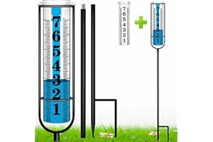 JMBAY Rain Gauge Outdoor, Freeze Proof Rain Gauges Outdoors Best Rated, 7" Capacity Large Clear Font and Scale Rain Guage with Long Stake for Yard Garden, Rain Water Meter with Two Plastic Replacement Tube