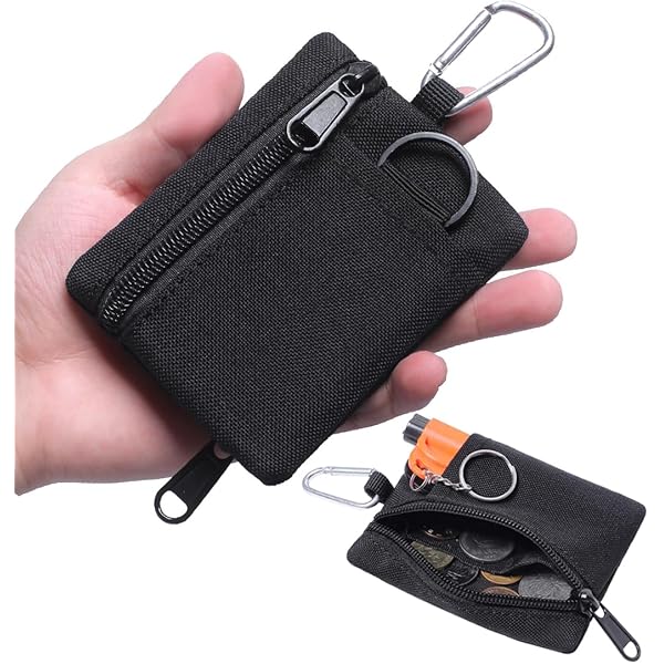 VOSSOT Lot De 2 Porte-monnaie Avec Fermeture Éclair, Sac à Clés Tactique Pour Chien, Mini Format En Nylon, Noir, Moderne