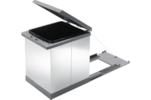 TECNOINOX Bidoni per Raccolta differenziata Mobili Estraibile da 18 Litri Colore Inox/Grigio Modello Prima Inox