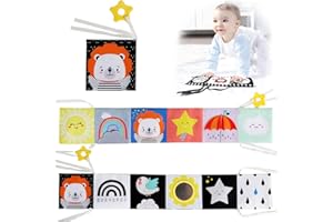 UPUPGO Kontrastbuch Baby, Kontrast Spielzeug Baby, Neugeborenen Spielzeug mit Weichem Spiegel, Frühes Lerngeschenk, Doppelseitiges weiches Stoffbuch für 0 3 6 Monate Neugeborene