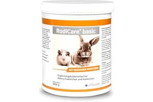 Alfavet RodiCare Basic, granulat ziołowy, bogaty w surowe włókno, karma uzupełniająca dla świnek morskich i królików, puszka 1000 g