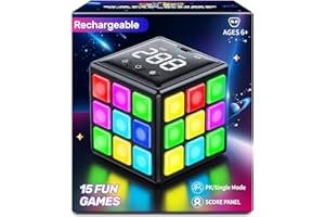 Xinbeiya Cube de Jeu Rechargeable, 15-en-1 Jeux de Cerveau & Mémoire & Rapidité pour Enfants, Cadeaux Anniversaire Noël pour Garçons et Filles Âgés 6-12 Ans, Version Française（Noir）