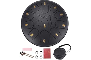 HEUCHAEY Stalowy bęben językowy, 11 nut 15 cm, bęben językowy, bęben tarczowy, stalowy instrument perkusyjny, instrument perkusyjny, z pałeczkami, pickiem, książką muzyczną i torbą perkusyjną do medytacji,