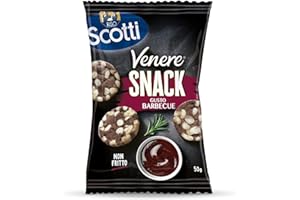 Riso Scotti Snack Venere Barbecue, Riso Integrale, Snack Croccante e Gustoso Non Fritti per Pause ed Aperitivi, Senza Glutine, 100% Vegetale, 50g