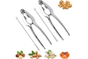 AOMAIGAD 2 Pezzi Schiaccianoci, Schiaccianoci Acciaio Inox, con 2 Forchette in Acciaio Inox, Schiaccianoci in Metallo, Schiaccianoci Multifunzione, per Noci, mandorle, nocciole, Frutti di Mare