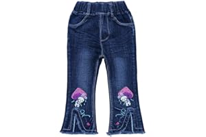 Peacolate 4-8 Ans Printemps Automne Fille Brodé Jeans Pantalons en Jean Stretch