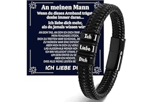 Mrssbea Geschenke für Männer Herren Armband Ich Liebe Dich Geschenk für Mann Papa Sohn Geburstagsgeschenk Jahrestagsgeschenk Vatertagsgeschenk Lederarmband