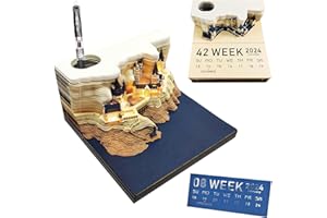 BQWEUN Kreatywne karteczki samoprzylepne, rzeźby papierowe 3D, blok karteczek, wymienialna bateria, magiczny zamek, rzeźba papierowa, ozdoba na biurko, kalendarz 3D, podświetlane