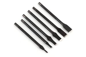 HEEPDD 6 pezzi Taglio punzonato punta dritta piatta nera con intaglio, strumento fai-da-te in pelle per wallet photo card 3mm 5mm 6mm 8mm 10mm 12mm