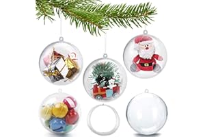 GOLRISEN 20 STK Weihnachtsbaumkugeln 8cm Durchsichtig Weihnachtskugeln Befüllen Christbaumkugeln Transparent Acrylkugeln Teilbar Plastikkugeln Befüllbare Kunststoffkugeln Weihnachts Basteln Kugeln
