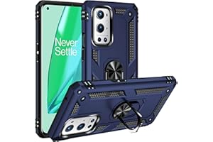 Fetrim Funda para OnePlus 9 Pro, Carcasa Shock Absorción de TPU y PC con Anillo de rotación Soporte para OnePlus 9 Pro Azul Marino