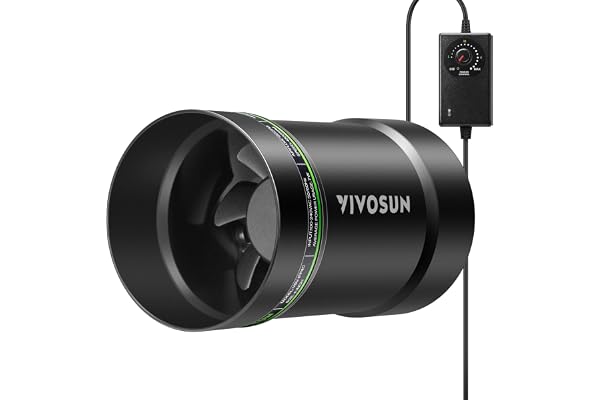 VIVOSUN 4” Inline Booster Kanalfläkt med hastighetsregulator, 130 m³/h tyst utblåsningsfläkt för HVAC-ventilation i odlingstält, källare, badrum, kök och vindar