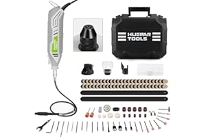 Huepar Tools herramienta rotativa 130W, 235 accesorios, 6 Velocidades Ajustable, 10000-35000RPM - Mini Amoladora, 3.2 mm, rectificado, grabado, pulido, afilado, limpieza
