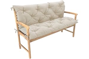 chilly pilley Coussin De Banc Coussin De Palette EU avec Dossier Coussin Balançoire De Jardin Matelassé avec Coutures Coussin De Jardin (110x50x50, Crème)