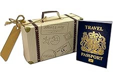 DIY Surprise Mini Suitcase & Mini GOLD effect Passport Reveal Gift bundle (DIY). Perfect for Valentine, birthday, family trip