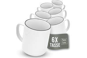 PURE LIVING INTERIOR DESIGN Service Vaisselle et Tasses Café 6 pièces - Porcelaine Premium, Design Scandinave, Lavables au Lave-Vaisselle - Modernes, Élégant Complément aux Services de Table - Vaisselle Pure Living.