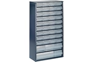 raaco Casiers à Tiroirs C12-40, avec 40 Tiroirs en Plastique, Charge 36.3 kg, 15 x 30.6 x 55.2 cm, Montable au Mur, pour Rangement Garage & Atelier, Rangement Visserie Atelier