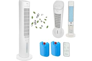 ZILAN 3in1 Standventilator mit Wasserkühlung sehr leise - Mobile Klimaanlage ohne Abluftschlauch -Verdunstungskühler Aircooler Turmventilator mit Fernbedienung Luftreiniger 12H Timer Tower Fan (Turm Design)