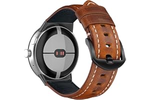 KeeFos Leather Strap Compatible with Google Pixel Watch 4 45mm 2025/Google Pixel Watch 3 45mm, Soft Leather Straps for Women Men, Adjustable Watch Band - Light Brown