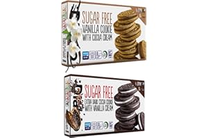EFICCI Sugar Free Cookie Hamper – 2-Pack Variety Bundle with E‑Ficci Thank You Card – Sugar Free Cookies- Extra Dark Cocoa cookie with Vanilla cream & Vanilla Cookie with Cocao Cream