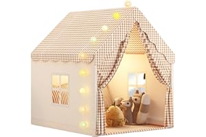 Aolawco Namiot do zabawy dla dzieci, ze światełkami, namiot dla dzieci, do użytku wewnątrz i na zewnątrz, namiot księżniczki, dla dziewczynek, zabawka, dom, prezent, khaki (47 x 40 x 51)