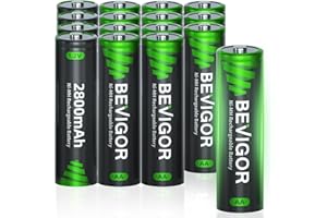BEVIGOR Rechargeable Battery AA 16 Pack, 1500 Cycles 2800mAh 1.2V High Capacity AA Ni-MH Rechargeable Batteries, Precharged