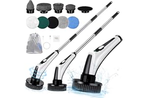 Brosse Electrique Nettoyage,[Imperméable IPX8] Homtronics Brosse Nettoyage Salle de Bain,Brosse Nettoyage Electrique,avec Brosse en Acier Inoxydable pour Plancher,Voiture,Fenêtre,Cuisine