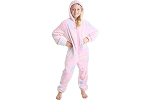 CityComfort - Pijama de Unicornios y arcoíris para niñas de 3 a 14 años de Edad, Brilla en la Oscuridad