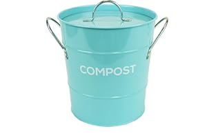 THE CADDY COMPANY Metal Kitchen Compost Caddy - Composting Bin for Food Waste Recycling (Light Blue)