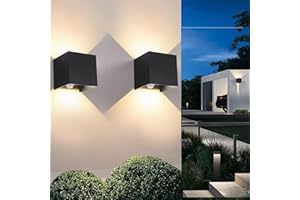 wisdom line 2 Pezzi Applique da Parete nterni, IP66 Lmpermeabili Luce Caldo 4000k Lampada Muro IP65 Impermeabile Quadrata ，Modalità di rilevamento del movimento illuminazione per interni, Guscio Nero