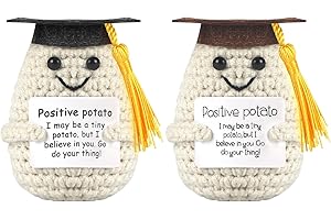 MUCOOS Bachelor Geschenk Positive Kartoffel, Glücksbringer Prüfung, Bachelor/Master Abschluss/Bestandene Prüfung Mutmacher Geschenk, Bachelor Deko, Positive Kartoffel mit Energiekarte(Ein Paar Doktorhut)