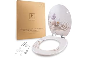 Benkstein® Abattant de WC avec système d'abaissement automatique Beige Bliss - Abattant de WC antibactérien - Quick Release pour un nettoyage facile - Montage facile - Duroplast - Amovible - Charge