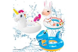 POPOYU 3Pcs Inflatable Pool Toys for Kids,Unicorn Alpaca Dinosaur Pool Inflatables Pool Floats,Swimming Pool Toys Rubber Swimming Rings for Summer Gift,Swimming Pool Beach Toys,Pool Party Decorations