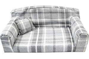PET BEDS DIRECT Dove Grey Royal - Pet Sofa. 3 sizes Dog bed cover material. Made in UK (Medium 96 x 46 x 34cm)