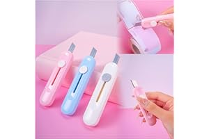 Ozmw 3 Stück mini cuttermesser, Kunstmesser (Weiß, Blau, Rosa)