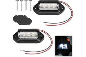 Pewcay 2PCS LED Luce della Targa, 12V-24V LED Luci Targa per Auto, 6500K LED 6SMD Impermeabile Luci Targa a LED, per SUV, RV, Rimorchi, Camper, Camion e Imbarcazioni
