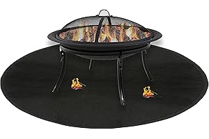 Heavyoff Tapis de Foyer Rond Tapis Ignifuge Le Tapis Brasero de Gril et Protecteur de Pelouse pour Jardin Terrasse Extérieur Brûlant du Bois et Coussin de Foyer à Gaz, Noir, 30" / 76cm