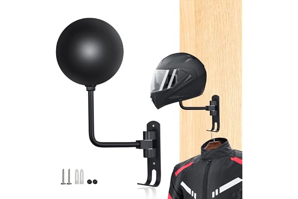 Support Mural pour Casque, Support de Casque de Moto pour vélo, Rotation à 180 degrés avec 2 Crochets, Support d'accessoires de Casque pour Manteaux de Baseball, Casquettes et Casque de Rugby