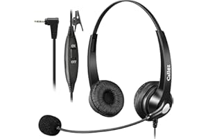 Callez 2,5mm Klinke Headset Telefon mit Mikrofon Noise Cancelling, Schnurlos Festnetz Kopfhörer für Panasonic Gigaset C430A CL660HX Polycom Cisco SPA Schnurlose Festnetztelefone