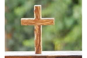 HolyRoses Olive Wood Christian Wall Cross Handcrafted in Bethlehem (20 cm / 8") Holy Land.Spiritual Home Decor. Genuine Bethlehem Craftsmanship