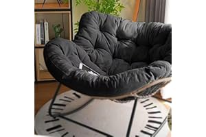 BYGSBKDP Rocking Chairs for Adults, Papasan Rocking Chair, 40.9in Oversized Rattan Wicker Lounge Chair, Egg Rockings Chairs Metal Frame Large Supports Modern Outdoor Patio (Dark)