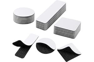 Feltro Adesivo Forte, HOMMAND 24 Pezzi Feltro Biadesivo Hook Loop, Strisce a Strappo Adesivo, Feltro Autoadesivo Extra Forte, Strech Adesivo, 8 Rettangoli, 8 Quadrati, 8 Tondi (Nero)