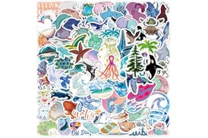 BIMANI 100PCS autocollants de la vie marine de l'océan, autocollants mignons des animaux de la vie marine pour les bouteilles d'eau, les ordinateurs portables et les téléphones