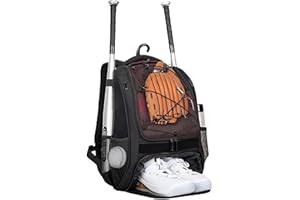 Goloni Youth Baseball Bag,Softball Bag with Shoes Compartment,Baseball Backpack with Fence Hook for TBall Bat & Equipment