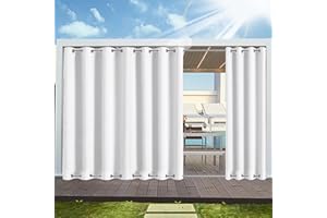 ‎HAITAOSY HaiTaoSy Outdoor Vorhang Wetterfest mit ösen Oben und Unten (Nach Mass), Wasserdicht Wetterfest Vorhang Sonnenschutz Sichtschutz Gardine für Außen Terrasse Balkon Vorhalle, 1 Stück 90X200cm Weiß