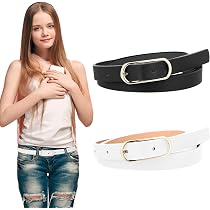 2 Cinture Per Bambine In PU - Larghe 1,5 Cm | Regolabili 57-72 Cm | Per Jeans E Gonne