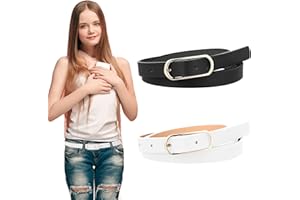 Andibro Cintura in pelle regolabile per bambini, cintura sottile in pelle sottile con fibbia in lega per ragazze e ragazzi