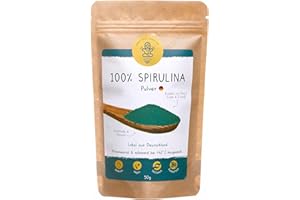 ‎AKAL FOOD 100% Algen Deutsche Spirulina Pulver 50 g I Ökologisch angebaute Vitalstoffe voller Nährstoffe in Rohkost Qualität, Glutenfreie Nahrungsergänzung aus Deutschland, Ideal für Sportler und zum Abnehmen
