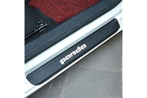 SYMILOV 4 Pezzi Fibra di Carbonio Battitacco per Auto Sticker, per Fi-at 500 500x 500l Panda Punto, Benvenuto Pedaliera Protezione Styling Auto E carrozzeria Adesivi Decorativi Accessori, Panda White